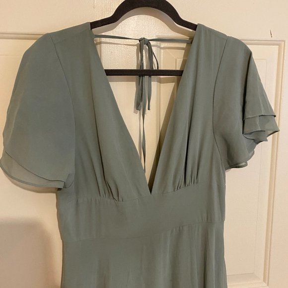 Lulu's Promise Of Love Sage Brush Flutter Sleeve Maxi Dress - Picture 4 of 7